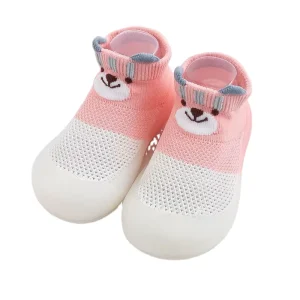 New Design Baby Toddler Animal Prints Breathable Cotton Sock Shoes Soft Sole Slip On Anti Slip First Walking Flat Summer