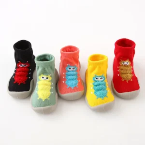 New Design Baby Toddler Sock Shoes Soft Silicone Sole Breathable Cotton Anti-Slip Kids Baby First Walking Shoe Socks