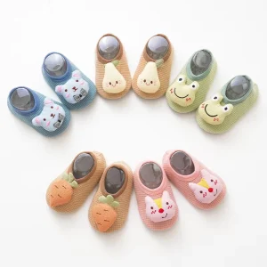 New Design Baby Toddler Sock Shoes Soft Silicone Sole Shoes Breathable Cotton First Walking Shoes Anti Slip for Kids Baby