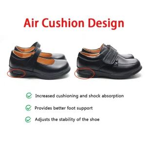 New Design Beautiful Fashion Leather Teenager Girls Dress Shoes Black School Students Shoes With Air Cushion