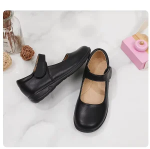 New Design Birthday Party Girls Shoes High Quality Kids School Black Shoes for Daily Wear