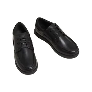 New Design Black Leather Lace up Boys School Shoes