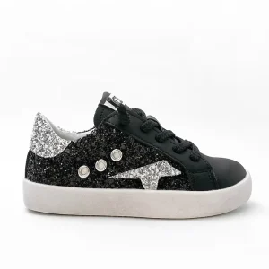 New Design Black Shoes for Kids Fashion GG Girls Casual Shoes Kids Custom Star Glitter Children Leather Sneakers