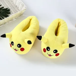 New Design Cartoon Anime Cute Poke Pikachu Children Plush Shoes Autumn Winter Keep Warm Shoes Durable House Shoes