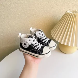 New Design Children’s Fashion High Top Canvas Sneakers Simple Light Casual Shoes Soft Soled Comfortable Toddler Shoes
