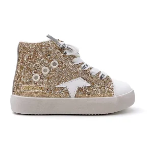 New Design Customized Baby Shoes Children Sport High top Casual Shoes Girls Star Fashion Gold Glitter Kids Sneakers