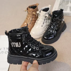 New Design Girls British Style Boot for Kids Autumn Winter Fashion with Soft Sole and Single Buckle Breathable