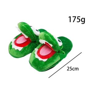 New Design Green Crocodile Slippers Custom Crocodile Home Shoes Winter Kids Custom Creative Crocodile Slipper Plush