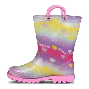New Design Kids Colorful PVC Rain Boots With Easy Handle Outdoor Lightweight Rain Boots for Children