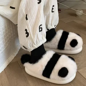 New Design Panda Slippers Custom Fluffy Plush Indoor Panda Indoor Kids Custom Creative Panda Slipper Plush
