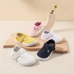 New Design School Shoes for Little Boys Plain White Baby Shoes Fashion Casual Canvas Sneakers for Toddlers Girls