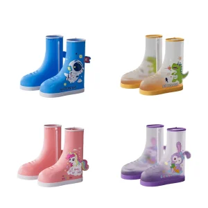 New Design Unisex Custom Soft Breathable Rain Shoe Covers Non-Slip Waterproof Hard-Wearing Feature Kids Rain Boot