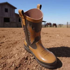 New Design Waterproof Gumboots Toddler Custom Boys Western Print Rubber Wellington Cowgirl Cowboy Rain Boots