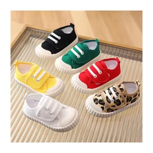 New Design White Canvas Shoes for Children Girls Fashion Soft Baby Boys Footwear Leopard Kids Sports Casual Sneakers