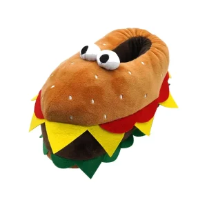 New Design Winter Hamburger Plush Slippers Customized Plush Slipper Manufacturer Custom Hamburger Plush Slippers