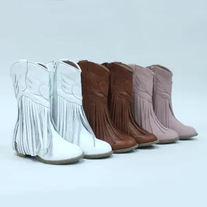 New Designer Girls Ankle Zip Thick Heel Cowboy Boots Autumn Winter Toddler Kids Anti Slip Waterproof Light