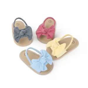 New Elastic Bowknot Casual Shoes for Newborn Toddler Infants Cute Baby Girls Sandals for Spring Summer