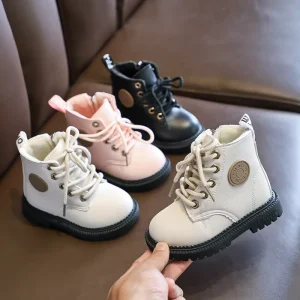 New Fashion Plush Children Shoe Toddler Thermal Baby Winter Footwear Western Casual PU Boots for Kids Girl and Boys