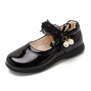New Fashion Ruffle Girls Leather Shoes for Children Wedding Dress Princess School Shoes Kids Summer Bow knot Student Sandals