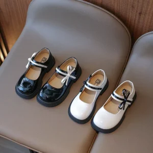 New Fashion Spring Autumn Children Outwear Pu Leather Soft Sole Bow Princess Baby Girls Dress Shoes