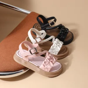 New Fashionable Princess Summer Sandals for Girls Easy Match College Style Soft Sole Roman Shoes for Kids