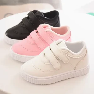 New Girl Boy Non-slip Fashion Board Shoes Children Soft Lightweight Sneakers Kids Sports Casual Leather Soft Soled White Shoes