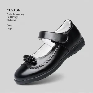 New Girls Black Bow Mary Jane Shoes Non Slip Soft Sole Leather Formal Uniform Shoes for School Party Wedding Custom