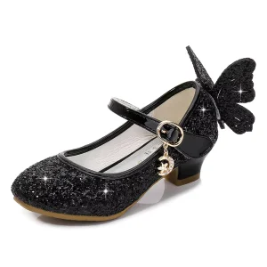 New Girls Kids Summer Crystal Sandals Frozen Princess Jelly High Heeled Shoes Princess Cosplay Party Dance Shoes