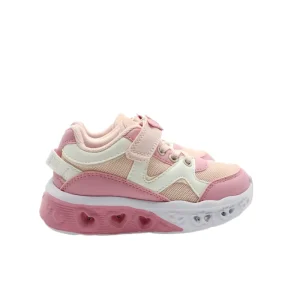 New Girls Pink LED Light Up Sneakers EVA Midsole Mesh Lining Custom Kids Heart Design Shoes