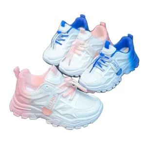 New Gradient Color Casual Sports Shoes for Kids Boys’ Running Shoes Buckle Strap Closure Girls’ Shoes for Spring Autumn