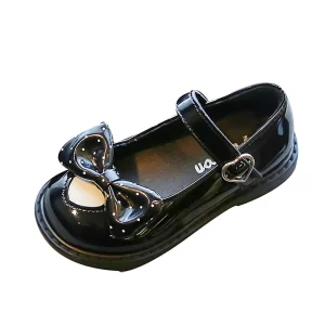 New High Quality School Kids Shoes Girls Dress Shoes Cute Bow Design Little Child Sneaker Princess Flat