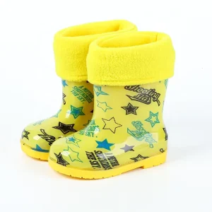 New Hot Selling Kids PVC Rain Boots Waterproof Lightweight Children Rain Boots with Warm Fur Lining