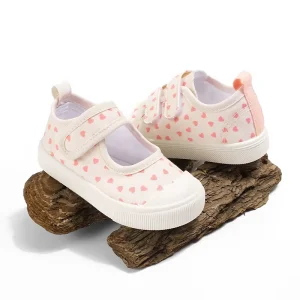 New Kids Canvas Sandals with Cherry Blossom Pattern Breathable Comfort Unisex for Outdoor & School Pink White Trendy Gift
