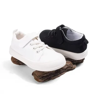 New Kids Canvas Sneakers Breathable & Comfortable Unisex Outdoor & School Shoes 2 Colors Black White Gift
