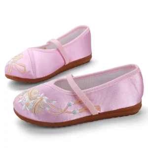 New Kids Chinese Style Embroidered Hanfu Shoes Traditional Folk Retro Casual Dress Shoes for Girls