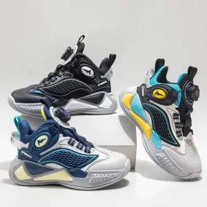 New Kids High top Basketball Sneakers Rotary Buckle Breathable Mesh Sports Shoes Factory Direct OEM ODM Custom Logo Bulk Order
