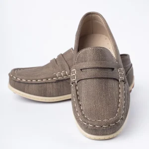 New Kids Khaki Slip On Loafers Denim Texture Non Slip Sole Boys’ Girls’ School Party Shoes Custom