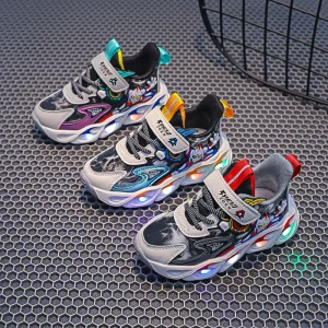 New Kids Light Up Shoes Breathable LED Sneakers Lightweight Comfortable Athletic Shoes For US EU Brands