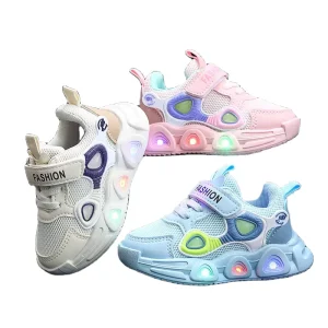 New Kids’ Mesh Running Shoes for Boys and Girls LED Comfortable and Breathable Running Shoes for Kids at School