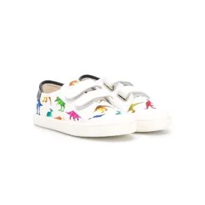 New Kids Shoes Dinosaur Print Low Top Sneakers Contrasting Heel Counter Leather Boys Casual Shoes