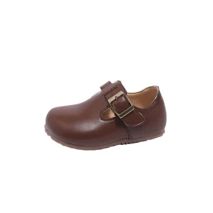 New Kids Shoes Girls Retro Soft Soled Beanie Shoes Slip on Pu Leather Boys Single Shoes
