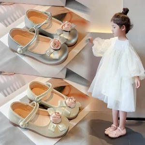 New Korean Style Spring Autumn Children Party Shoes Soft Sole Flower Princess Girls Dress Shoes