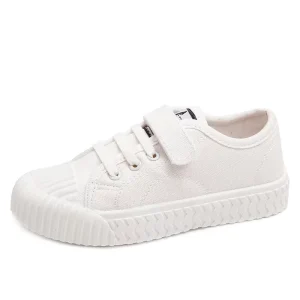 New Korean Style White Canvas Sneakers for Boys Girls Casual Performance Breathable Biscuit Sole Shoes Small Sizes for Spring