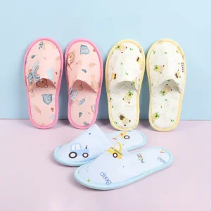 New Lotus Hotel Travel Guest Children Kids Disposable Cute Cartoon Animal Cotton Fabric Comfortable Closed Toe Indoor Amenities