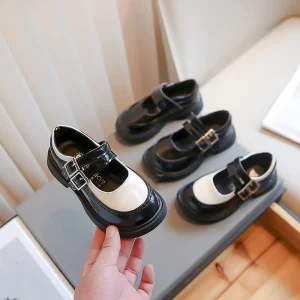 New Luxury Fashion Girls Leather Shoe Children Kids Shoes Soft Soled Thick Bottom Outdoor Princess Shoes
