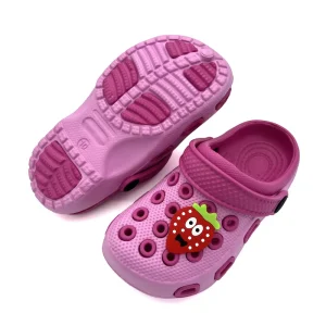 New Model Double Color Light Weight Comfortable Breathable Custom Kids Clogs Slippers With Lovely Rubber Sticker
