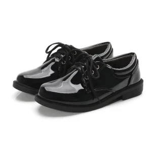 New Plush Formal Boys’ White Leather Shoes with Soft Black Sole Performance Children’s Shoes for Primary School Students