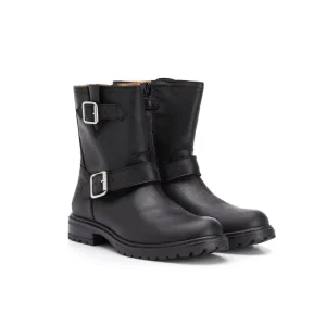 New Season Fashion Leather Children Boot Shoes Buckle Detail Zipped Ankle Kids Girls Winter Boots