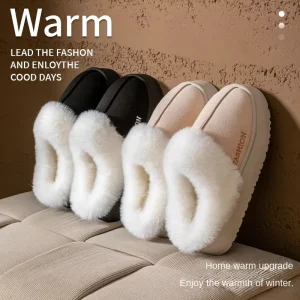 New Slippers for Women Autumn Winter Thick Bottom Non Slip Fleece Lined Indoor Home Shoes EVA