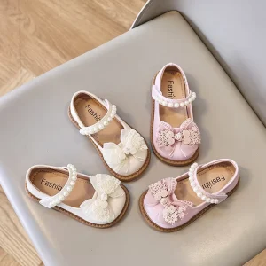 New Spring Autumn Children Shoes Lace Bow Casual Dress Shoes for Girls